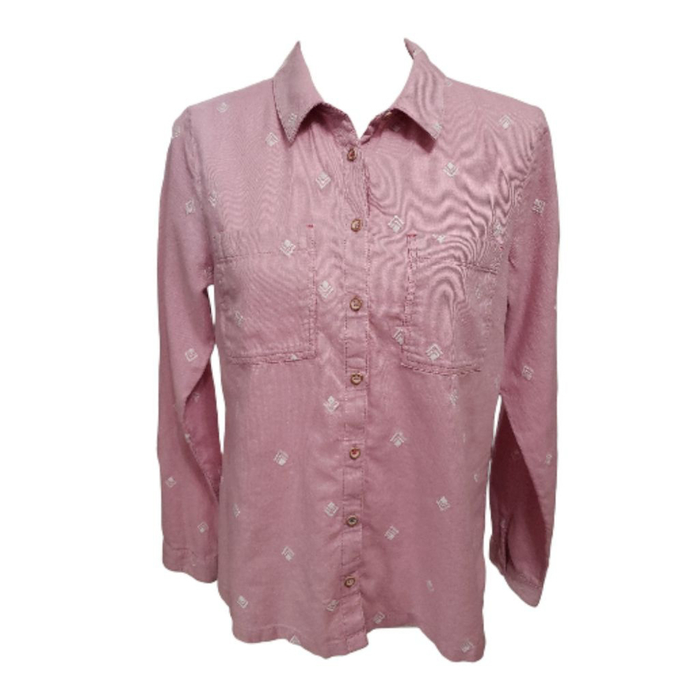 Women's WHITE STUFF Pink & White Button Down Shirt Size 6
